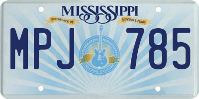 MS license plate MPJ785