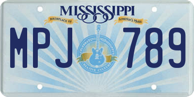 MS license plate MPJ789