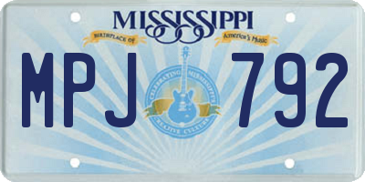 MS license plate MPJ792