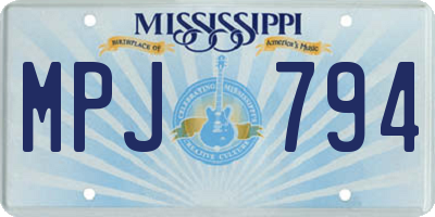 MS license plate MPJ794
