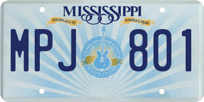 MS license plate MPJ801