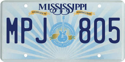 MS license plate MPJ805