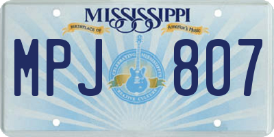 MS license plate MPJ807