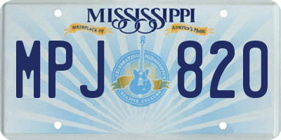 MS license plate MPJ820