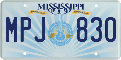 MS license plate MPJ830