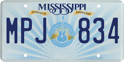 MS license plate MPJ834