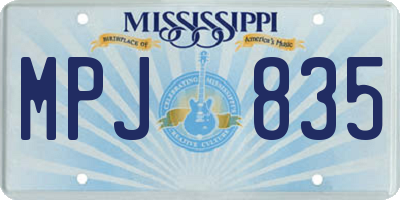 MS license plate MPJ835