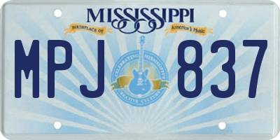 MS license plate MPJ837