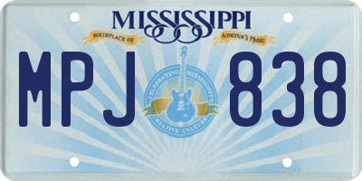 MS license plate MPJ838