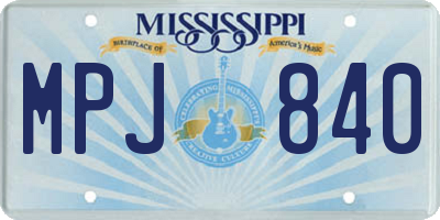 MS license plate MPJ840