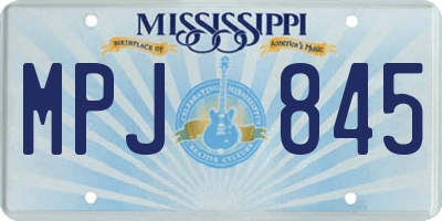 MS license plate MPJ845