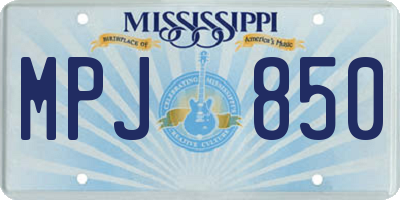MS license plate MPJ850