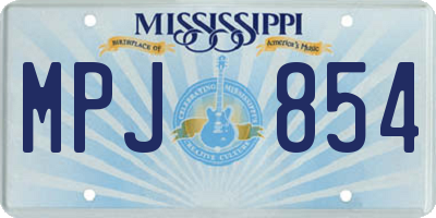 MS license plate MPJ854