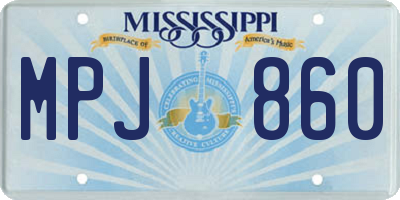 MS license plate MPJ860