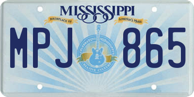 MS license plate MPJ865