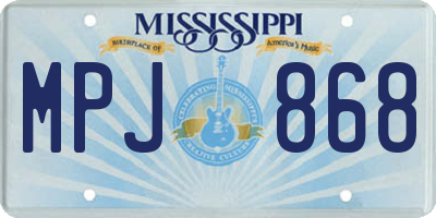MS license plate MPJ868