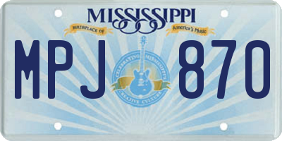 MS license plate MPJ870