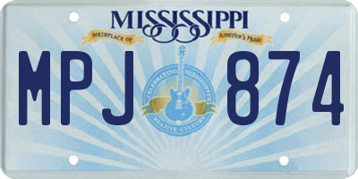 MS license plate MPJ874