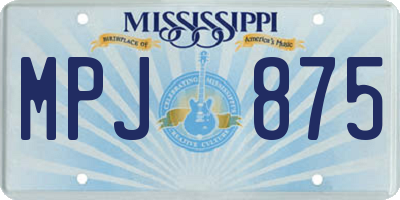 MS license plate MPJ875