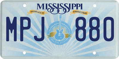 MS license plate MPJ880