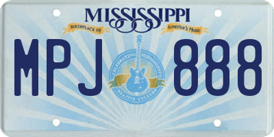 MS license plate MPJ888