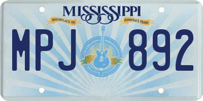 MS license plate MPJ892