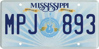 MS license plate MPJ893