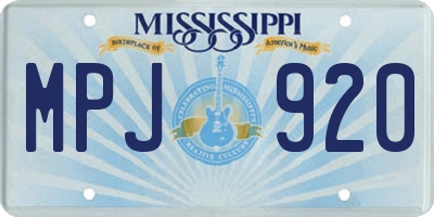 MS license plate MPJ920