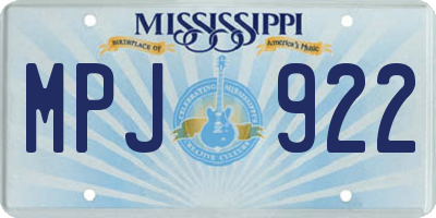 MS license plate MPJ922