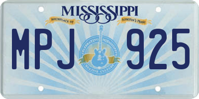 MS license plate MPJ925