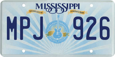 MS license plate MPJ926