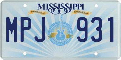 MS license plate MPJ931