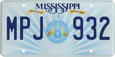 MS license plate MPJ932