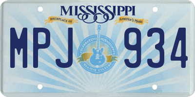 MS license plate MPJ934