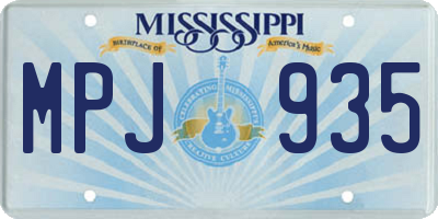 MS license plate MPJ935