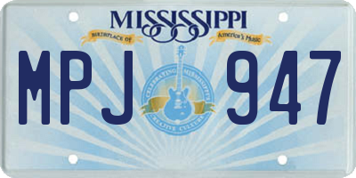 MS license plate MPJ947