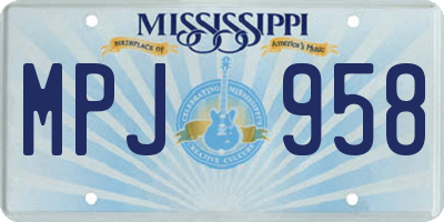 MS license plate MPJ958