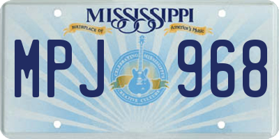 MS license plate MPJ968
