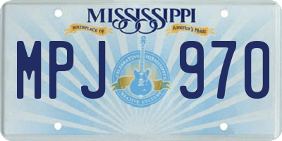 MS license plate MPJ970