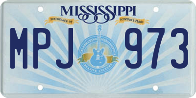 MS license plate MPJ973