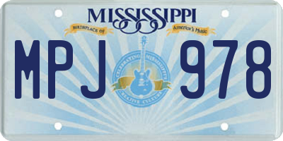 MS license plate MPJ978