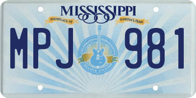 MS license plate MPJ981