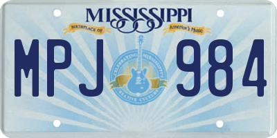 MS license plate MPJ984