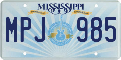 MS license plate MPJ985