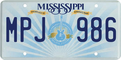MS license plate MPJ986