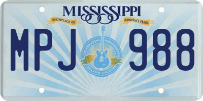 MS license plate MPJ988
