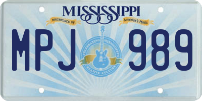 MS license plate MPJ989