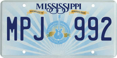 MS license plate MPJ992