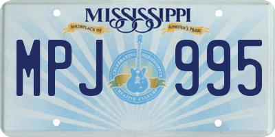 MS license plate MPJ995