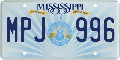 MS license plate MPJ996